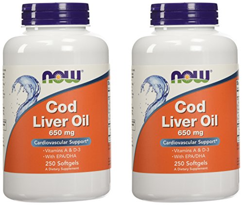 Now Foods Cod Liver Oil 650 Milligrams - 250 ct (Pack of 2)