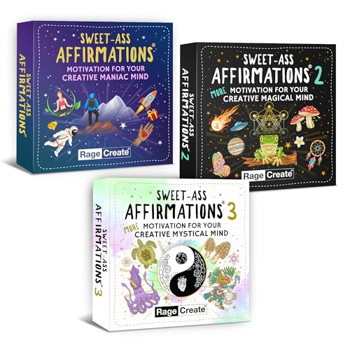 Sweet-Ass Affirmations® Complete Set | All 3 Affirmation Decks by Rage Create, Motivation for Your Creative Magical Mind (180 Cards)