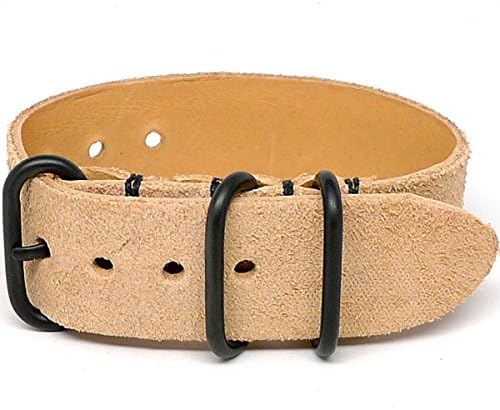 DaLuca 1 Piece Military Watch Strap - Natural Suede (PVD Buckle) : 24mm