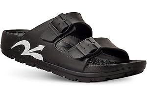 Gravity Defyer G-Defy Women's Wide Width Recovery Slides – Arch Support Sandals with Plantar Fasciitis Relief, Adjustable Double Buckle, and Thick Sole for Enhanced Comfort Post-Exercise