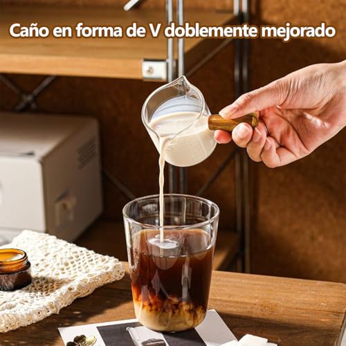 2PCS Taza Medidora Espresso, 15ml-75ml Taza de Café Medidoras Mango de Madera Tazas Medidoras Con Escala Vaso de,Adecuado para el Hogar, la Empresa y el Camping Espresso Cup.
