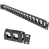 QiaoYoubang 1U Hinged 16-Port Blank Keystone Patch Panel 2-Layers | 19 inch Metal Rackmount Housing for RJ45, USB, HDMI , Cat5e, Cat6 Keystone Jacks , (1U16H)
