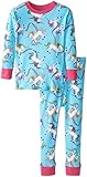 New Jammies Little Girls' Organic Cotton Snuggly Pajamas, Rainbow Unicorns, 3T