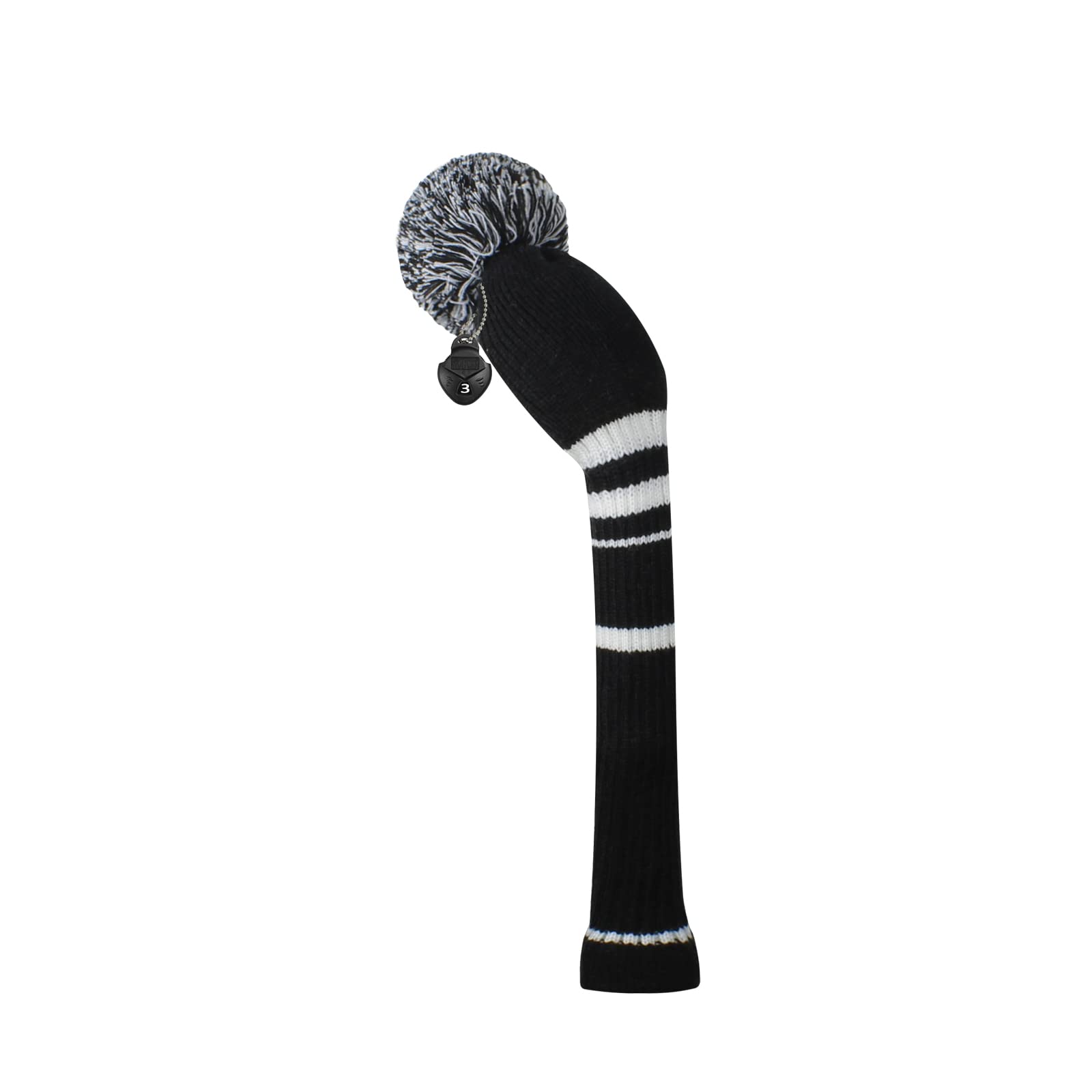 Knit Hybrid Golf Club Covers Fits Hybrids/UT Classical Fine Stripes with Long Neck Funny and Fresh Colors (Black Stripes)