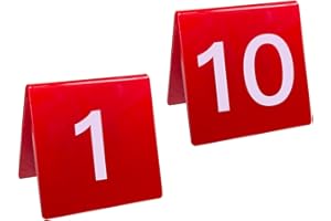 KAIMEX Table Number 1-10 Tents Style Red Acrylic Table Numbers Cards Signs For Wedding Reception Restaurants Cafes
