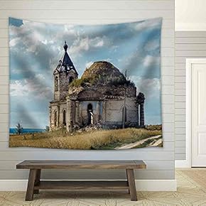 Old Abandoned Church - Fabric Wall Tapestry Home Decor - 51x60 inches