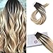 14inch Tape in Extensions Remy Human Hair Color #2 Brown Fading to Blonde #27 Mixed #613 Bleach Blonde Seamless Tape in Human Hair Extensions 20pcs 50g Per Pack