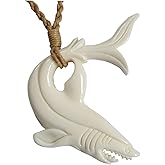 Hawaiian Jewelry Mano Shark Hand Carved Bone Necklace