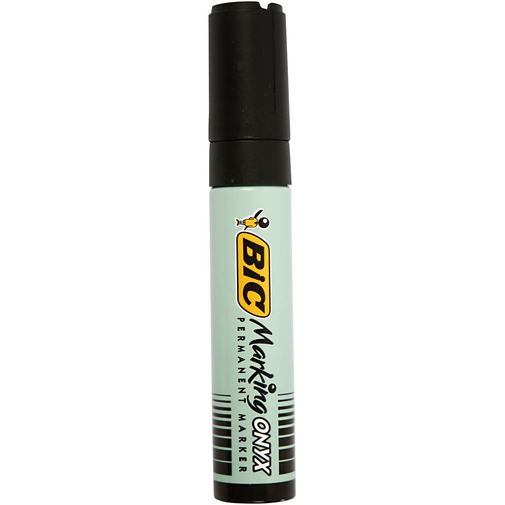 BIC 11106 Onyx Marker Giant 1891 Chisel Tip Indelible Solvent Ink Metal Body 9-17 mm Black