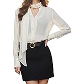 Prettywear Womens Sheer Long Sleeve Tops Sexy Mesh Going Out Blouse V Neck Shirt with Neck Tie