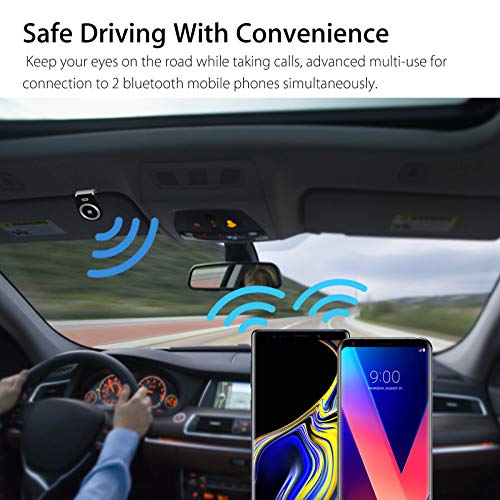 image for Sunjoyco Bluetooth Car Speakerphone, Wireless in-Car Speaker Clip on S