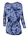 Lock and Love WT1059 Womens Round Neck 3/4 Sleeve Tie Dye Drape Top with Side Shirring XXL NAVY
