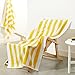 Amazon Basics 100% Cotton Terry Cabana Stripe Pool & Beach Towels, Soft & Absorbent, Large, 2-Pack, Yellow, 30