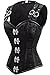 FIYOTE Women 12 Steel Bone Double Buckle Straps Lace Up Corset (S, Black)