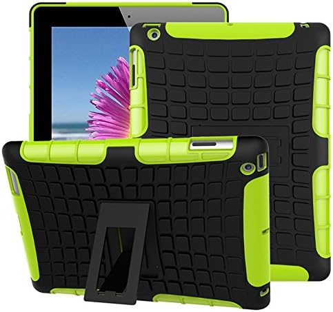 iPad 2 Case,iPad 3 Case,iPad 4 Case, TOODAY Ultra Premium Slim Hybrid Heavy Duty Armor Protection Cover Anti Slip Kids Friendly Shockproof Silicone Protective Cover for Apple iPad 2/3/4 (Green)