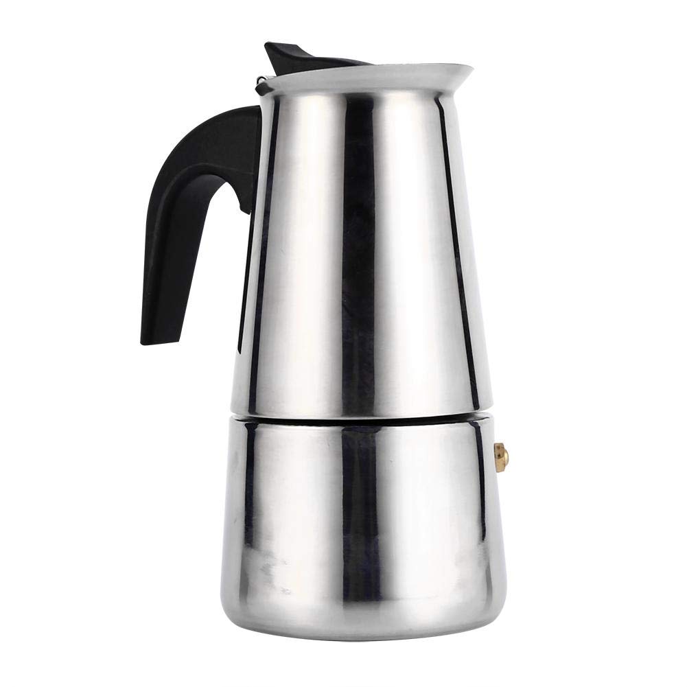 Stovetop Espresso Maker, Reusable Stainless Steel Italian Moka Coffee Pot with Bakelite Handle Moka Express for House, Office .(200ml)