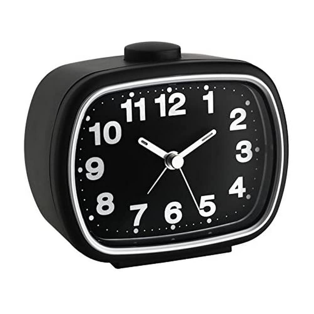 TFA Dostmann Analogue alarm clock, 60.1017.01, retro design, backlight, black