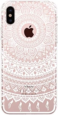 UCMDA iPhone Xs Case, iPhone X Case, Slim Clear Soft Silicone Gel [Anti-Scratch] Protective Case, Best Rubber Shockproof Bumper Case for Apple iPhone X iPhone Xs 5.8 Inch- White Tribal Mandala