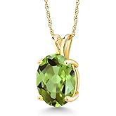Gem Stone King 14K Yellow Gold Oval Gemstone Birthstone Pendant Necklace | Oval 11X9MM | Gold Necklace For Women | With 18 Inch 14K Gold Chain