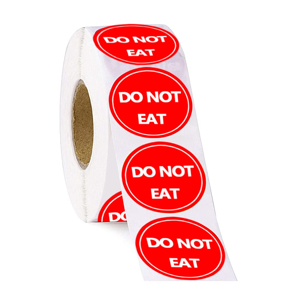 DO NOT EAT Warning Labels Stickers,1.5 Inches Caution Sign Decals,Child Safety Warning Label,500 Pcs Per Roll(Red)