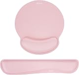 GIM Keyboard Wrist Rest Set Pink Memory Foam Mouse Pad Ergonomic Support