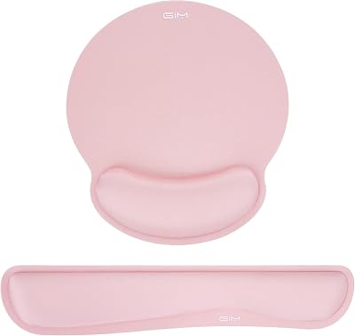 GIM Keyboard Wrist Rest Set Pink Memory Foam Mouse Pad Ergonomic Support