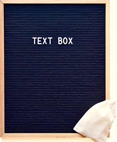 Felt Letter Board (16" x 20") | Black | Oak Frame - 300 Changeable White Letters / Numbers / Characters - FREE Bag! - Text Box Brand