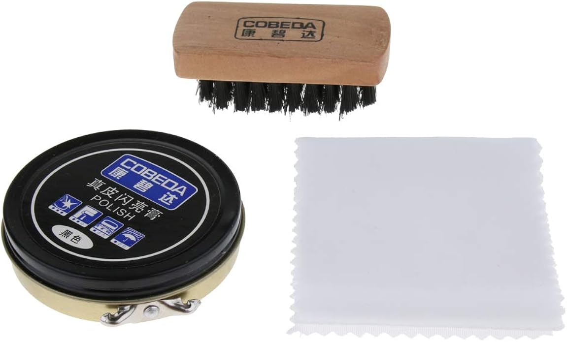 Sharprepublic 3 Pieces Leather Shoes Cleaner Care Shine Kit Polish