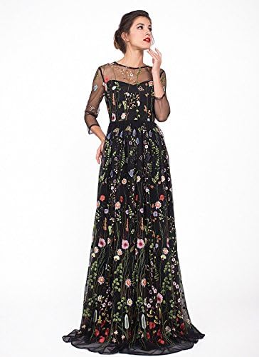 YSMei Womens Long 3D Flower Prom Party Dress Backless Formal Evening Gown YPM458