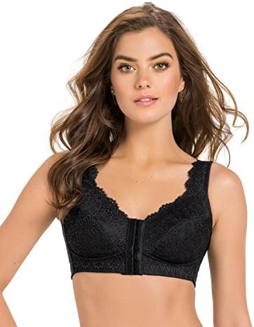 Leonisa Women's Minimizer Wireless Lace Posture Back Support Bra Front Closure