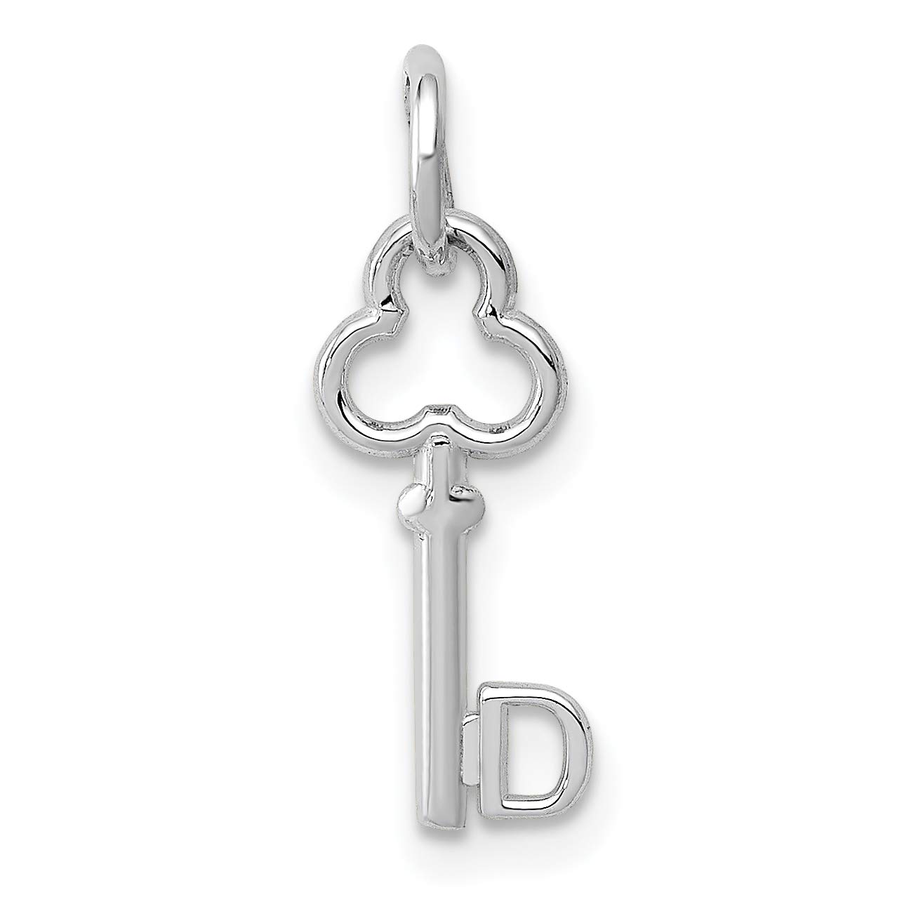 14k White Gold Upper Case Letter D Initial On Key Charm 19x4mm