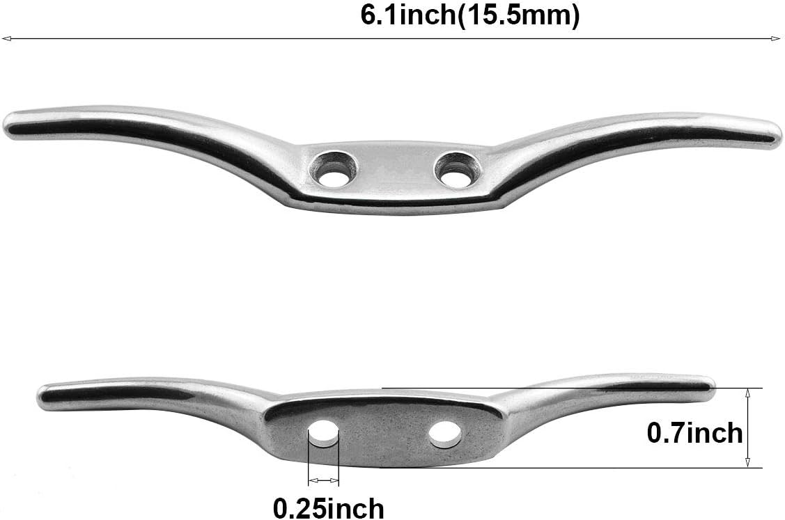 heyous 2pcs Stainless Steel FlagPole Rope Cleat 6 Inches Boat Mooring
