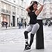 Oksale Womens Striped Sports Gym Yoga Workout Mid Waist Running Fitness Pants Leggings (L, Gray)