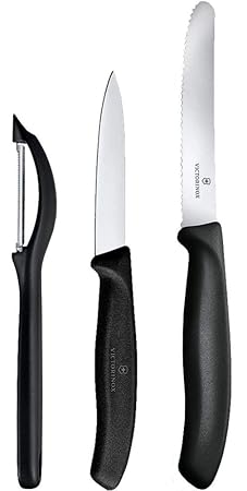 Victorinox Swiss Classic Gemüsemesser-Set, 3-tlg., Universalschäler, Gemüsemesser 8 cm, Tomatenmesser 11 cm