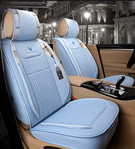 Car Seat Linen Four Seasons Universal Car Seat Cover Autumn And Winter Five Seat Cushion Comfortable Non-Slip Seat Cover,Blue