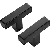 Ravinte 10 Pack Black Square Bar Cabinet Knobs 2 Inch Kitchen Handles | Single Hole, Stainless Steel, Easy Install, Screws Included, Rust-Resistant, Kitchen, Bathroom, Drawers, Cabinets