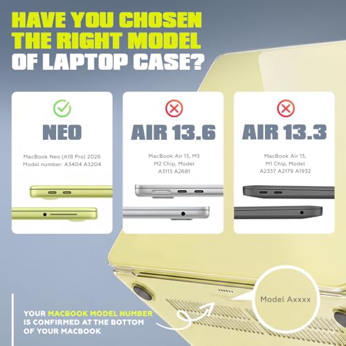AMROAH for MacBook Neo Case 13 inch 2026 Model A3404 with A18 Pro Chip, Scratch Resistant Protective Hard Shell Case & Keyboard Cover & Screen Film & Type C, Crystal Citrus