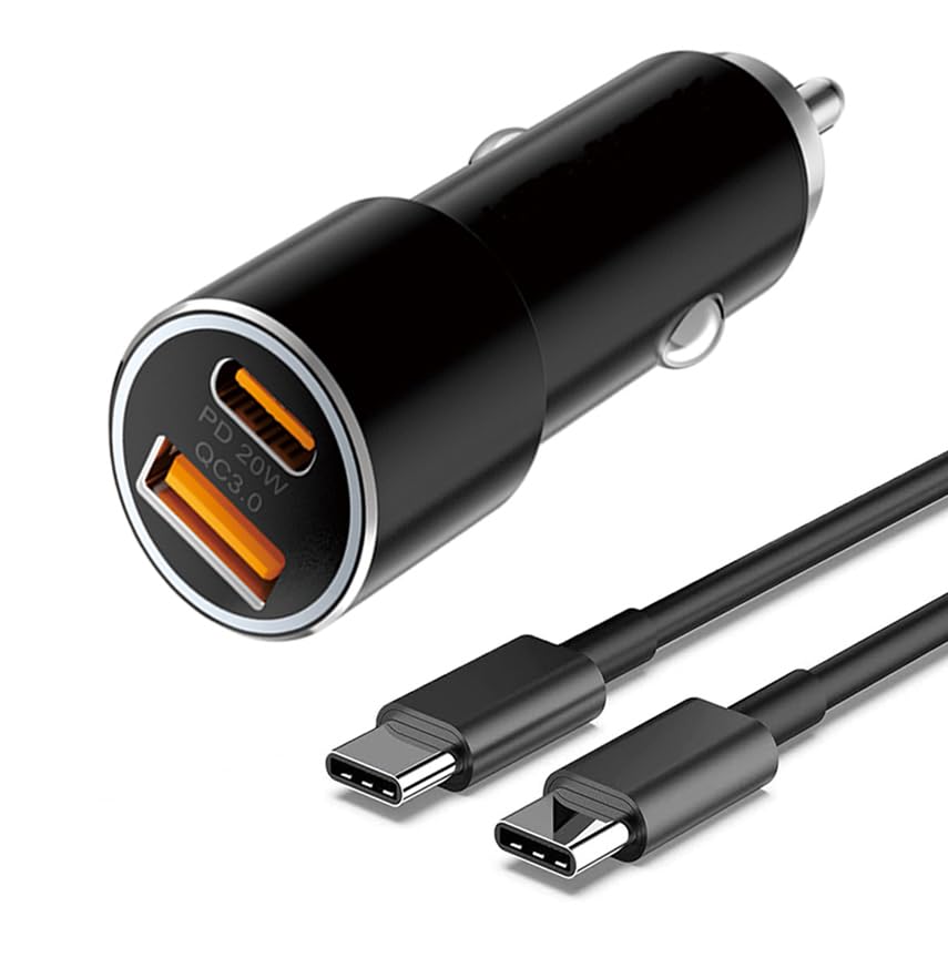 For iPhone 16e 16 16 Plus Car Charger Adapter USB C 48W 12V USB Socket [USB C 30W+USB A 18W]PD3.0 Car Charger Fast Charge Cigarette Lighter USB Charger (SPC01+DCR05)