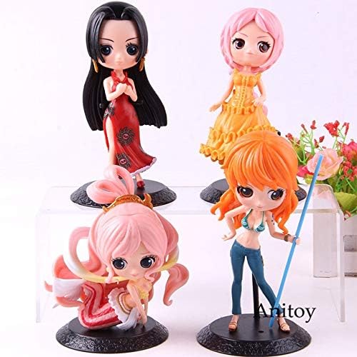 Anime Action Figure Nami Boa Hancock Qposket Shirahoshi Rebecca Q Posket PVC Collection Model Toy 4Pcs/Set Must Have Gifts 4 Year Old Gifts Boys Favourite Characters Superhero Unboxing Toys