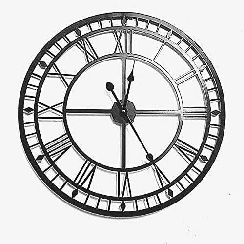 Roman Numeral Wall Clock Retro Metal Wrought Iron Frame Skeleton Clock 80Cm
