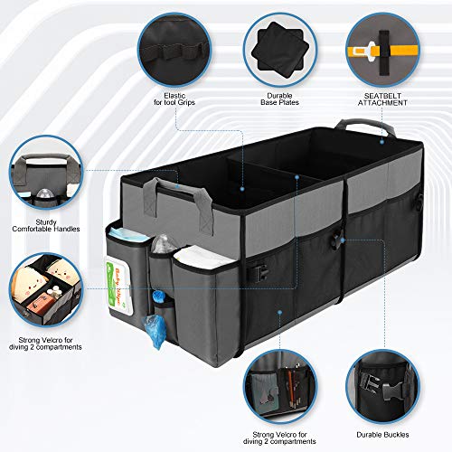 Collapsible Trunk Organizer & Diaper Changing Station, Baby Diaper Caddy Organizer with Movable