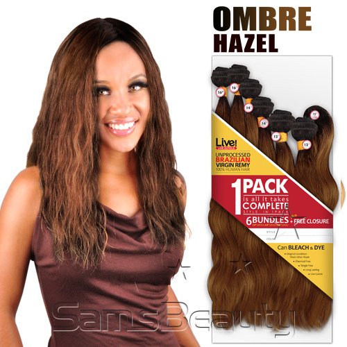 LIVE! UNPROCESSED BRAZILIAN VIRGIN REMY HUMAN HAIR WEAVE NATURAL WAVE 6 BUNDLES + FREE CLOSURE [14