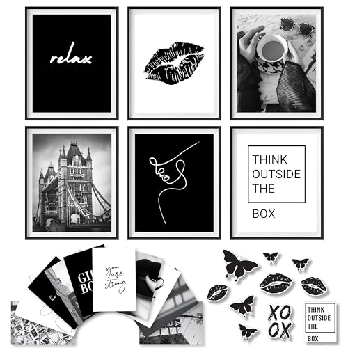 97 Decor Black and White Posters for Room Aesthetic - Black and White Wall Decor, Boy Play Bunny Art Prints, Retro Trendy Posters for Teen Girls Dorm Bedroom Office Decoration (8x10 UNFRAMED)