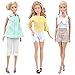 E-TING Handmade Doll Clothes Office Style Wears Casual Clothing for Girl Dolls (3 Sets Linen/Cotton Blended Fabric Clothing)