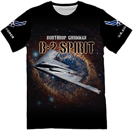 Designer T Shirts for Men with USAF B-2 Stealth Bomber Image All Over Print