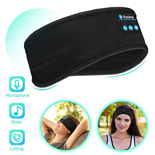 Bluetooth Sleep Headphones Eye Mask, Wireless Sports Headband Headphones with Detachable Stereo Thin Speaker for Sleeping, Sports, Meditation & Relax, Sports Headband (Black)