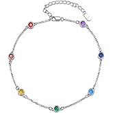 MEDWISE Sterling Silver Chakra Anklet 7 Chakra Beach Anklet Bracelet Link Chain Ankle Bracelet Gift for Women