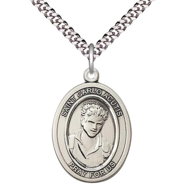 Mens .925 Sterling Silver Saint St. Bernard of Montjoux Medal