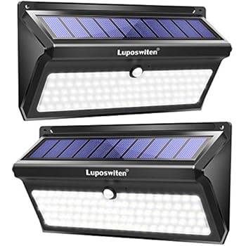 Luposwiten 100 LED Solar Lights Outdoor, 2000 Lumens Waterproof Wireless Solar Motion Sensor Lights Light with 125° Motion Angle,Easy-to-Install Security Light for Front Door,Yard,Garage,Deck (2-Pack)