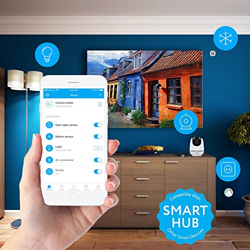 WiFi Pan Tilt Home HD Security Camera-Indoor Wireless IP Security Surveillance DIY System Kit for Home Baby Pet Nanny Monitor with Free 32 GB Micro SD Card, 3 Pack Door Window WiFi Sensors by Rubetek